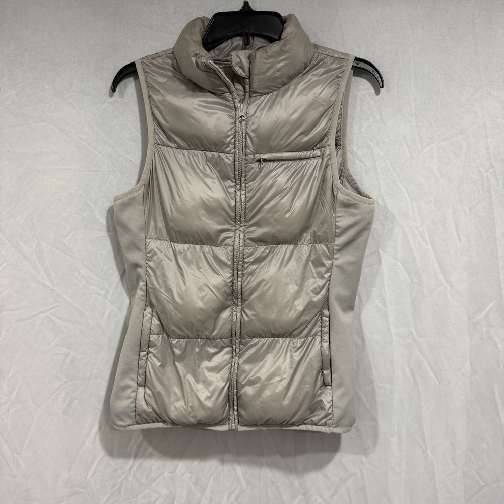 Fabletics Elliot Puffer Vest Soft Packable Full Zip Gray Pockets Lightweight